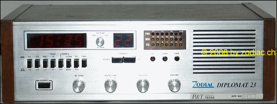 Zodia Diplomat 23
Typ:CB-Gerät
Frequenz:26.965-27.255 MHz
Kanäle:22 + 11A
Modulationsart:AM
Leistung:0.5 W
Hergestellt ab: 	1978





Schlüsselwörter: Zodia Diplomat 23