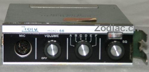 Zodiac Mini 66
Typ:CB-Gerät
Frequenz:27 MHz
Kanäle:6
Modulationsart:AM
Leistung:0,5 Watt
Hergestellt ab: 1972
Schlüsselwörter: Zodiac Mini 66