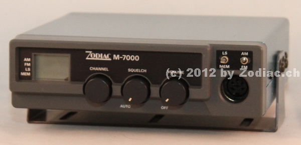 Zodiac M-7000
Typ:CB-Gerät
Frequenz:26.965-27.225 MHz
Kanäle:24
Modulationsart:AM/FM
Leistung:3,5 Watt
Hergestellt ab: 1989
Schlüsselwörter: Zodiac M-7000