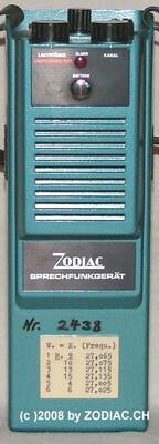Zodiac P-3006
Typ:CB-Gerät
Frequenz:27 MHz
Modulationsart:AM
Kanäle:6
Leistung:0.5 Watt
Hergestellt ab:1973

Schlüsselwörter: Zodiac P-3006