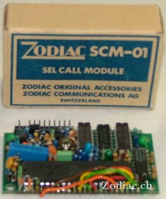 Zodiac SCM-01
Einsteckmodul zum Senden und Empfangen von Selektivcodes im 5-Ton- Sequenzsystem. Quittiermöglichkeit.
Vorgesehen für 
P-3006
P-2006
P-6002
und alle Mobil- und Basisgeräte
Schlüsselwörter: Zodiac SCM-01
