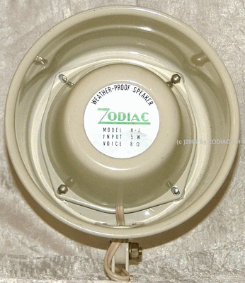 Zodiac H-4
Externer, Spritzwasser geschützter Lautsprecher
Input 5 W
8 Ohm 
Schlüsselwörter: Zodiac H-4